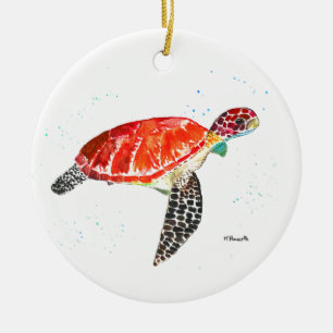 Décoration En Céramique Plage de tortue marine Aquarelle Océan sous l'eau