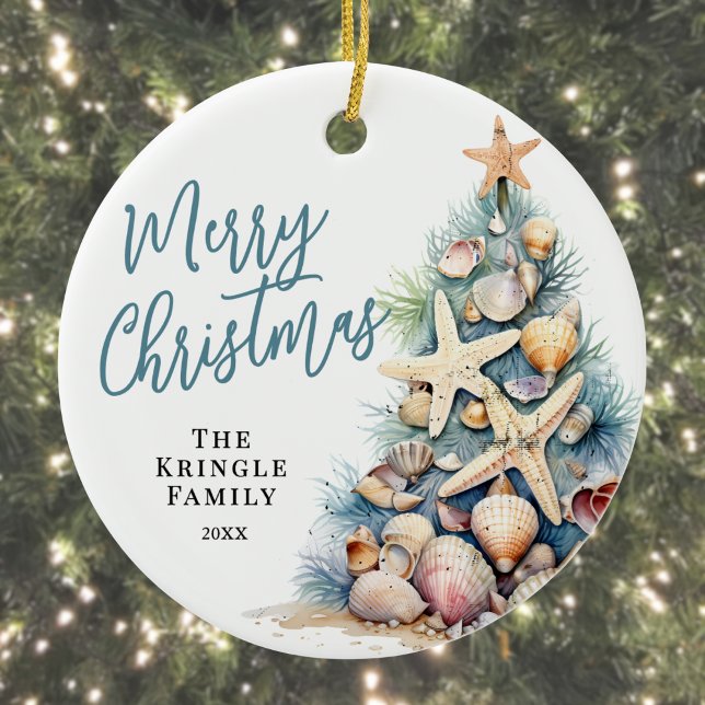 Décoration En Céramique Plage Joyeux Noël (Beach Merry Christmas Ceramic Ornament)