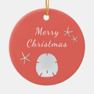 Décoration En Céramique Plage Starfish Sand Dollar Peach Noël