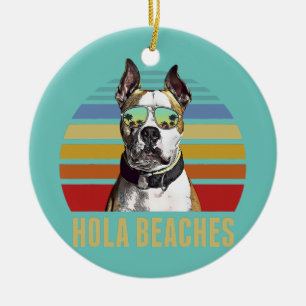 Décoration En Céramique Plages Hola American Staffordshire Terrier Chien