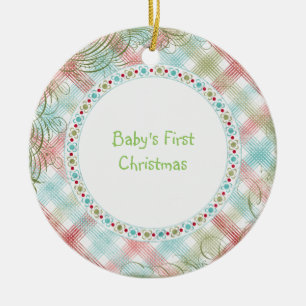 Décoration En Céramique Plaid lunatique de premier Noël de Babys