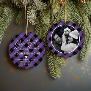 Décoration En Céramique Plaid Purple Nouveau Accueil Premier Noël