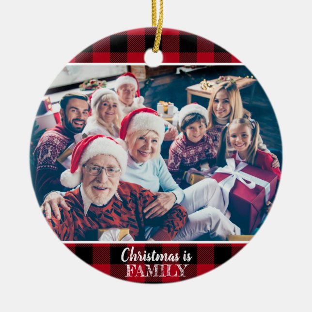 Décoration En Céramique Plaid Russe Red Buffalo 2 Photo Personnalisé (Devant)