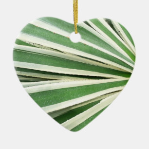 Décoration En Céramique Plante Agave Vert et blanc rayé