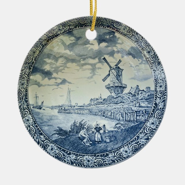 Décoration En Céramique Plaque hollandaise Blue Delft (Devant)