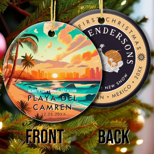 Décoration En Céramique Playa del Carmen Mexique Palm Tree Souvenir Vintag