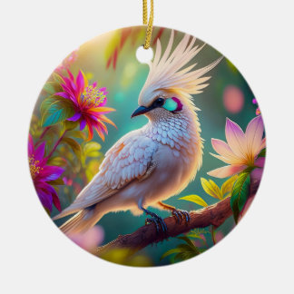 Décoration En Céramique Plumes rousses à crête juvénile Dove Imaginaire Oi