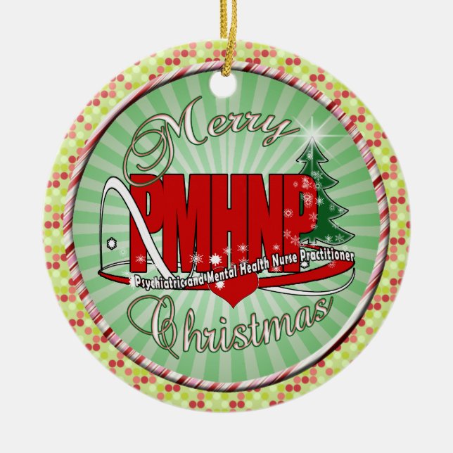 Décoration En Céramique PMHNP CHRISTMAS Infirmière psychiatrique en santé  (Devant)