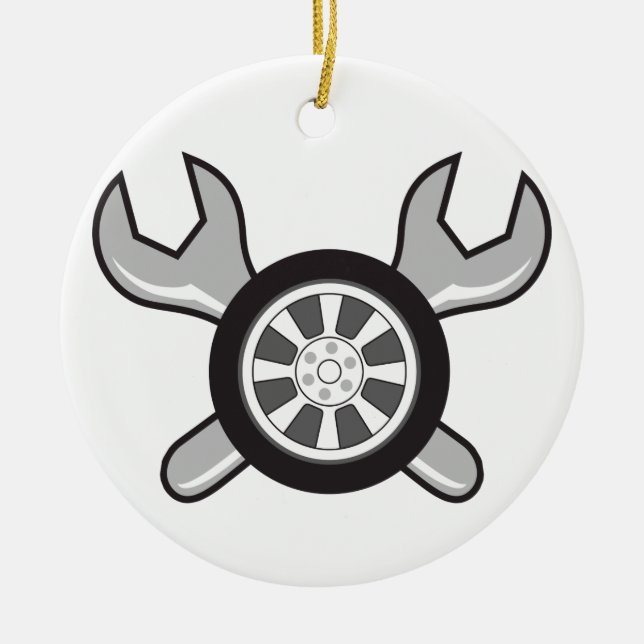 Décoration En Céramique Pneu et clé (Devant)