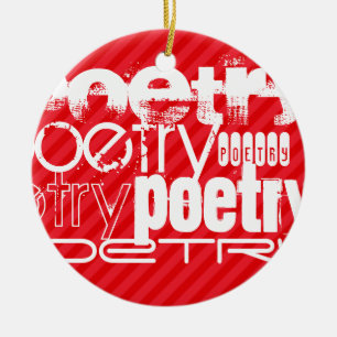 Décoration En Céramique Poésie ; Grandes rayures rouges écarlate