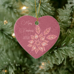 Décoration En Céramique Poinsettia à dégradé de rose et de pêche