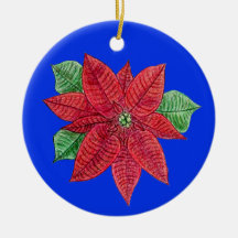 Poinsettia MEMORIAL Ornement/Bleu - Personnaliser 