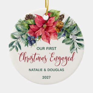 Décoration En Céramique Poinsettia, notre première photo de Noël