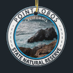 Décoration En Céramique Point Lobos State Natural Reserve California Badge<br><div class="desc">Design photoréaliste de Point Lobos. La mer près de Point Lobos est considérée comme l'un des meilleurs endroits pour la plongée sous-marine sur la péninsule de Monterey et le long de la côte californienne.</div>