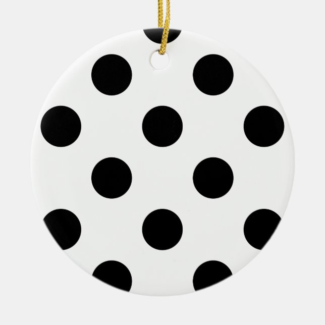Décoration En Céramique Point Polka noir et blanc (Devant)