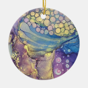 Décoration En Céramique Points colorés Encre d'alcool Liquide Art Abstrait