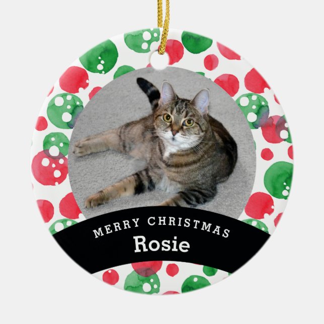 Décoration En Céramique Points verts rouges d'aquarelle personnalisés par (Devant)