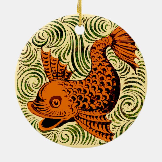 Décoration En Céramique Poisson Antique Carrelage Ancien art (Dos)