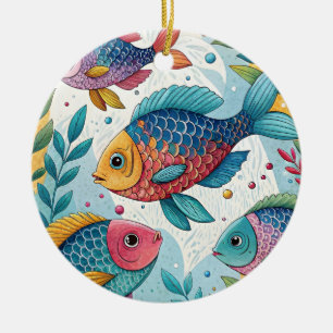 Décoration En Céramique Poisson arc-en-ciel sous-marin
