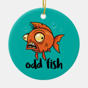 Décoration En Céramique Poisson Étrange Drôle Dessin Animé Carpe Orange