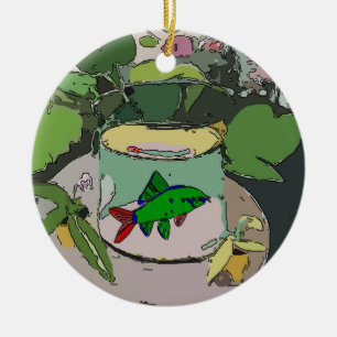 Décoration En Céramique Poisson vert Abstrait, ajouter, modifier du texte