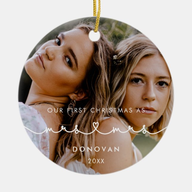 Décoration En Céramique Police Coeur mignon Premier Noël en tant que Mme & (Devant)