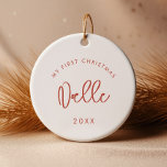 Décoration En Céramique Police de terre moderne Baby First Christmas Photo<br><div class="desc">My First Chrismtas : Décor marquant du bébé avec une photo,  avec une typographie moderne en terre cuite.</div>