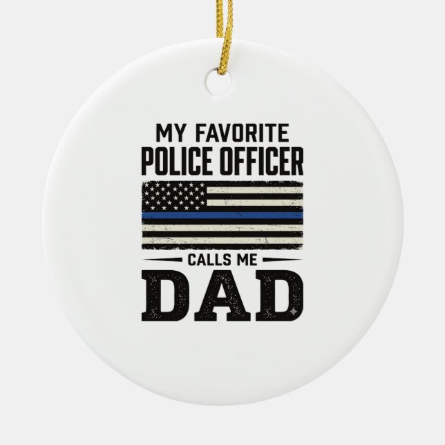 Décoration En Céramique Police Officer Dad Vintage Flag Shirt Design_1 (Devant)