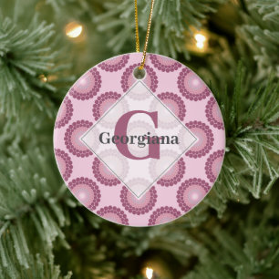Décoration En Céramique Polka Dot Mandala, Rose Dusky Radiant Personnalisé