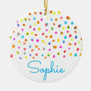 Décoration En Céramique Polka dot moderne simple aquarelle Nom de Noël