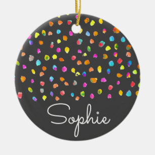 Décoration En Céramique Polka dot moderne simple aquarelle Nom de Noël