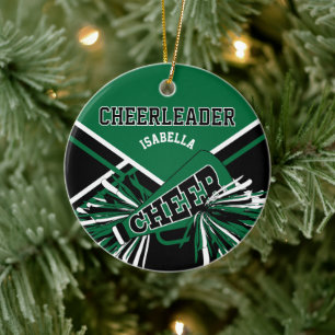 Décoration En Céramique Pom-pom girl 2S 📣 💖 - Vert foncé, noir et blanc