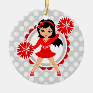 Décoration En Céramique Pom-pom girl - acclamation rouge mignonne de