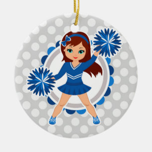 Décoration En Céramique Pom-pom girl Bleue Brunette - Mignonne Cheval