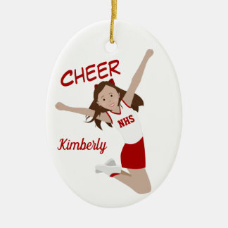 Décoration En Céramique Pom-pom girl Brunette Rouge et Blanc
