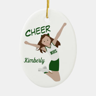Décoration En Céramique Pom-pom girl Brunette Vert & Blanc