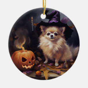 Décoration En Céramique Pomeranian Citrouilles Halloween Épouvantable
