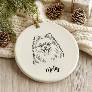 Décoration En Céramique Pomeranian personnalisé pour Noël
