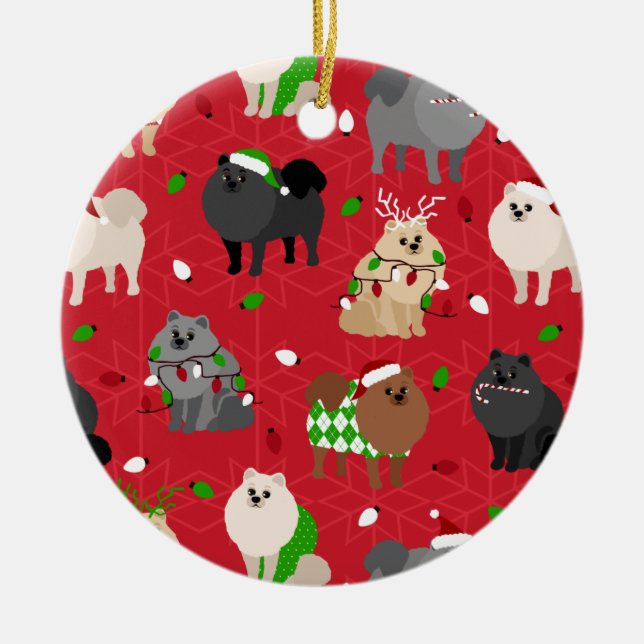 Décoration En Céramique Poméraniens de Noël (Devant)