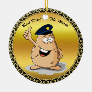 Décoration En Céramique Pomme de terre de policier avec un casquette bleu