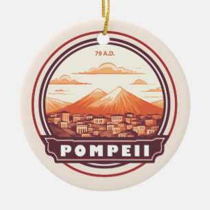 Décoration En Céramique Pompéi Ruines Italie Travel Art Badge