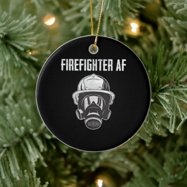 Décoration En Céramique Pompier AF | Masque gaz | Funny Firefighter (Arbre)