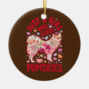 Décoration En Céramique Pomsky Juste Une Fille Qui Aime Pomskies Fleur Chi