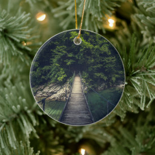 Décoration En Céramique Pont suspendu simple rivière Idrijca, Slovénie