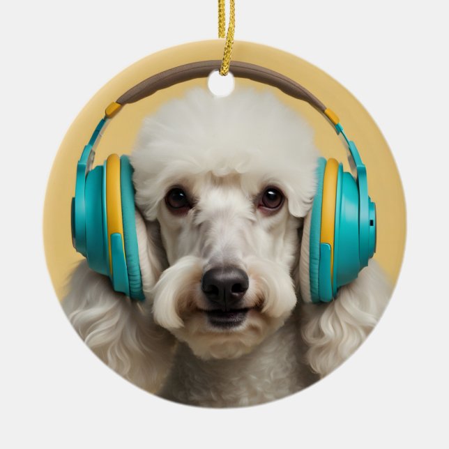 Décoration En Céramique Poodé avec casque (Devant)