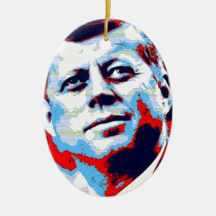 Décoration En Céramique Pop Art JFK John F. Kennedy Red Blue