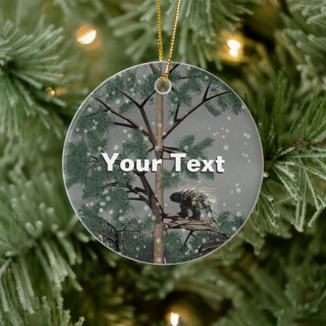 Décoration En Céramique Porcupine Dans Un Pin (Arbre)