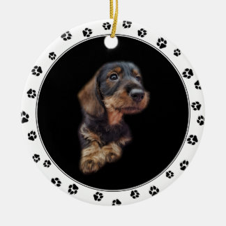 Décoration En Céramique Porte - clé de photo en céramique Dachshund Chiot