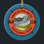 Décoration En Céramique Portes du parc national de l'Arctique Compas rétro<br><div class="desc">Portes de la conception de l'illustration vectorielle arctique. Le parc est le parc national le plus septentrional des États-Unis,  situé entièrement au nord du cercle arctique.</div>