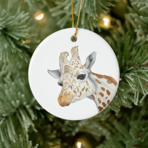 Décoration En Céramique Portrait aquarelle d'un girafe